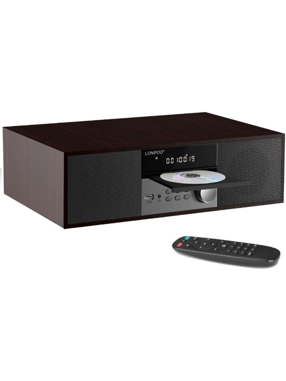 40W Bluetooth Stereo System with CD Player & FM Radio for Home Audio